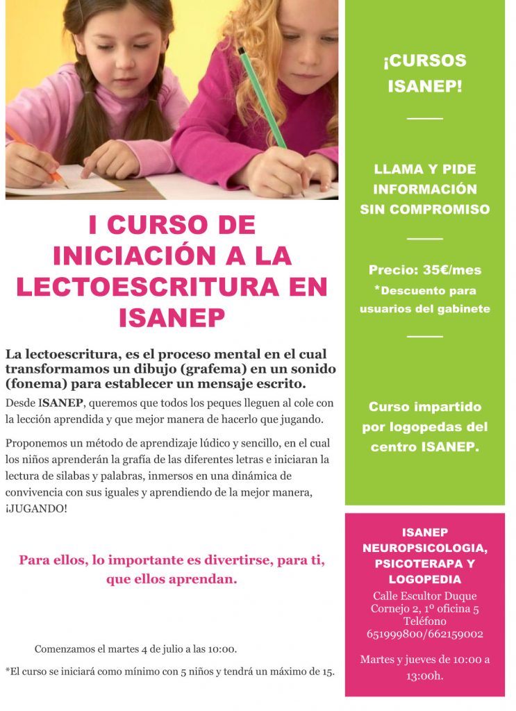 Curso de Iniciación a la lectroescritura en Alcalá de Guadaíra