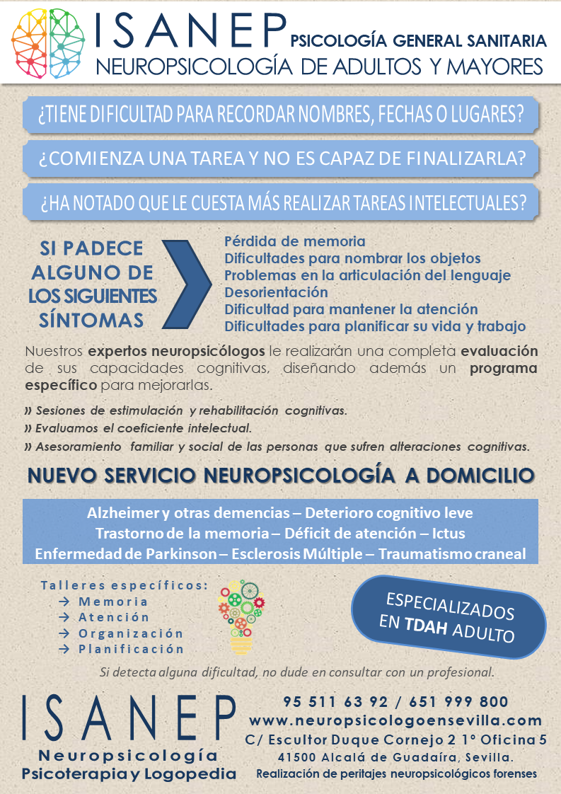 Neuropsicologia a domicilio en Alcalá de Guadaíra