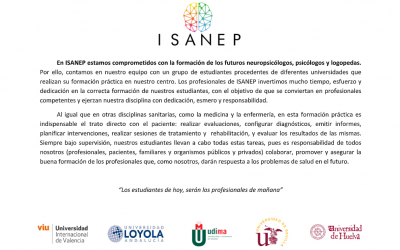 En ISANEP estamos comprometidos con la formación de los futuros neuropsicólogos, psicólogos y logopedas.